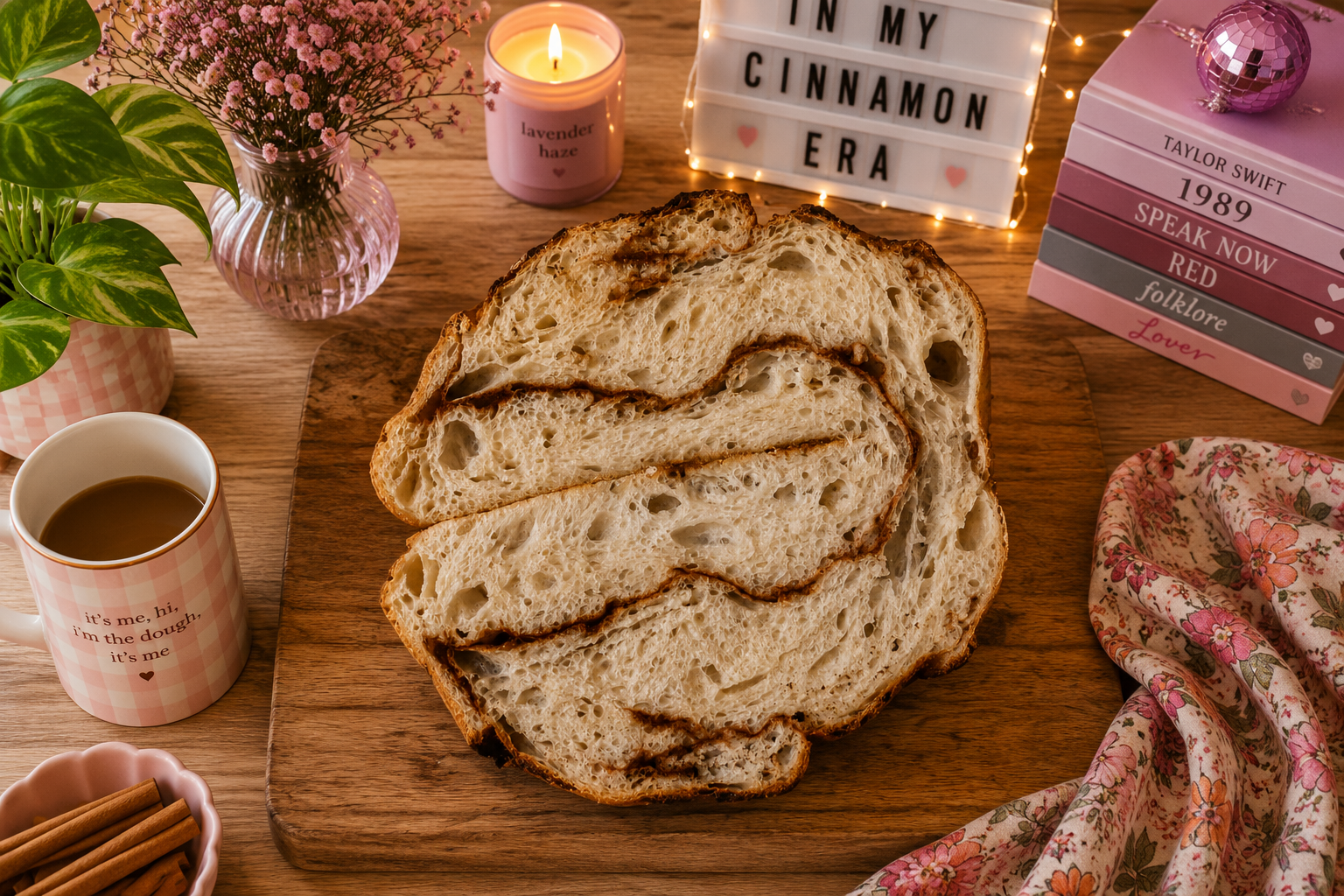 A freshly baked sourdough loaf packaged as a gift